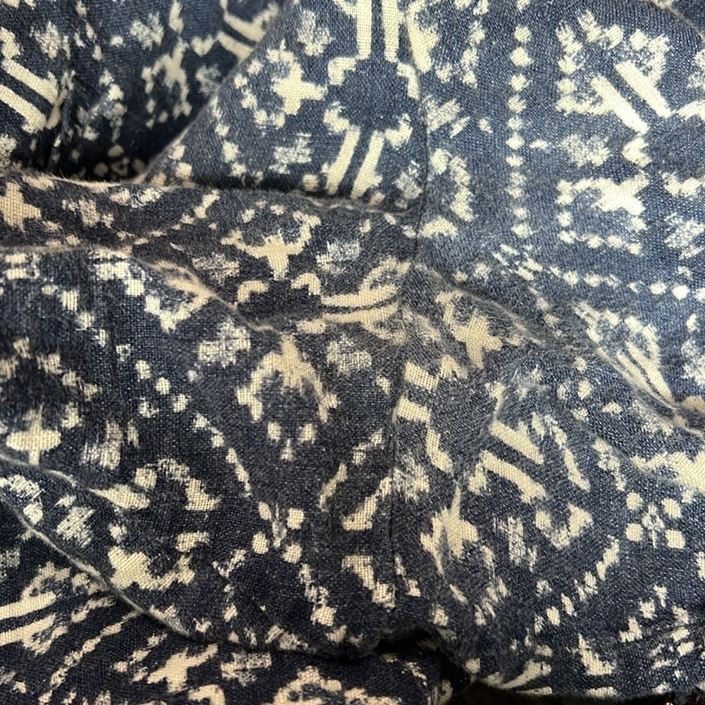 Style & Co Blue and White Cropped Pants with Floral Print 100% linen - Picture 6 of 6